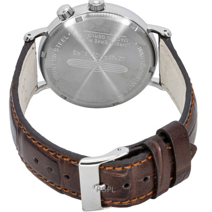 Zeppelin Hindenburg Brown Leather Strap Beige Dial Quartz 80445 Men's Watch