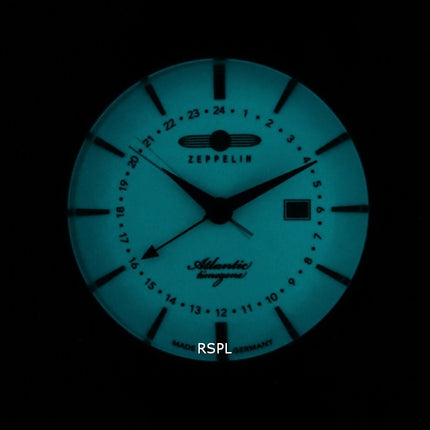 Zeppelin Atlantic Beige Dial Leather Strap Quartz 8442-5 84425 Men's Watch