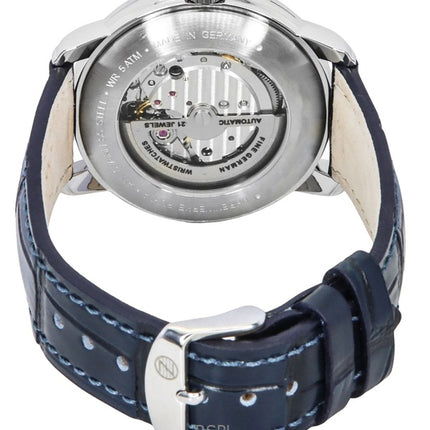 Zeppelin Friedrichshafen Leather Strap Blue Open Heart Dial Automatic 85663 Men's Watch