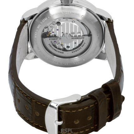 Zeppelin Friedrichshafe Brown Leather Strap Open Heart Gold Dial Automatic 85665 Men's Watch