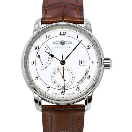 Zeppelin Friedrichshafen Leather Strap White Dial Automatic 85901 Men's Watch
