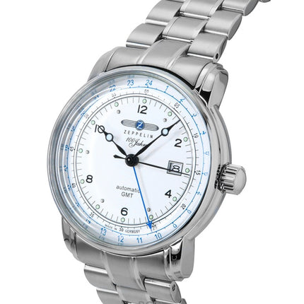 Zeppelin 100 Jahre GMT Stainless Steel Silver Dial Automatic 8666MB1 Men's Watch