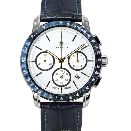 Zeppelin New York Chronograph Leather Strap White Dial Quartz 88781 Men's Watch