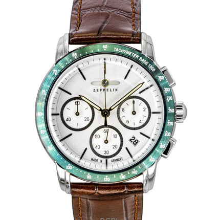 Zeppelin New York Chronograph Leather Strap White Dial Quartz 88784 Men's Watch