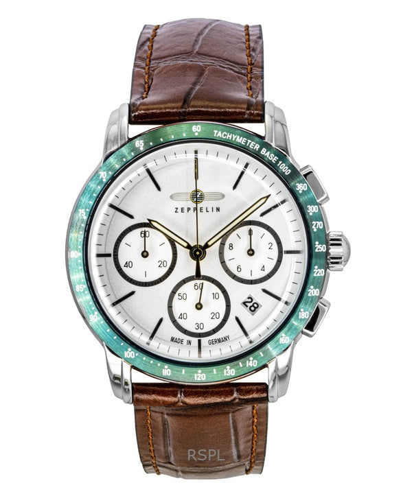 Zeppelin New York Chronograph Leather Strap White Dial Quartz 88784 Men's Watch