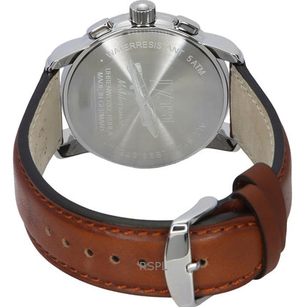 Zeppelin Mediterranee Chronograph Leather Strap Beige Dial Quartz 96705 Men's Watch