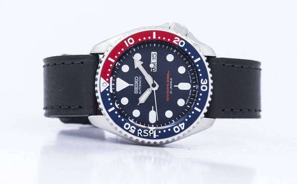Seiko Automatic Diver's Ratio Black Leather SKX009J1-LS8 200M Men's Watch -  