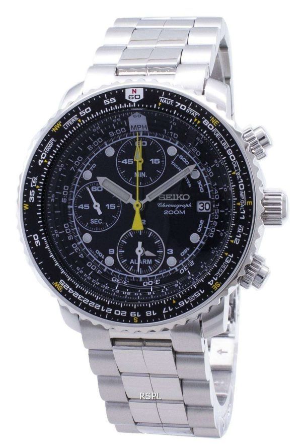 Seiko Alarm Chronograph Pilots Flightmaster SNA411P1 Watch