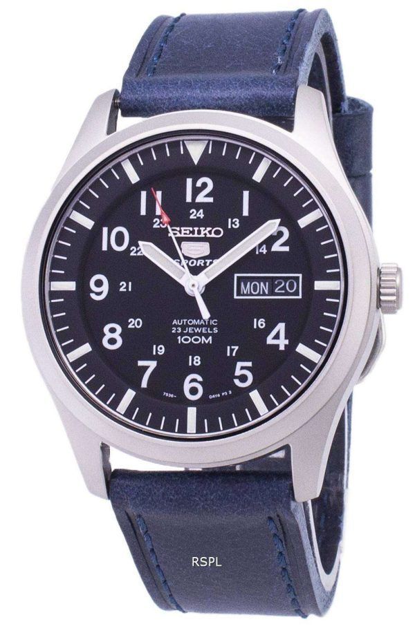 Seiko 5 Sports SNZG15K1-LS13 Automatic Dark Blue Leather Strap Men's Watch