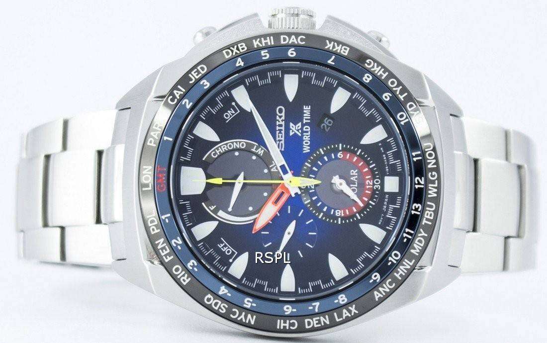 Seiko Prospex World Time Solar Chronograph SSC549 SSC549P1 SSC549P Men's  Watch 