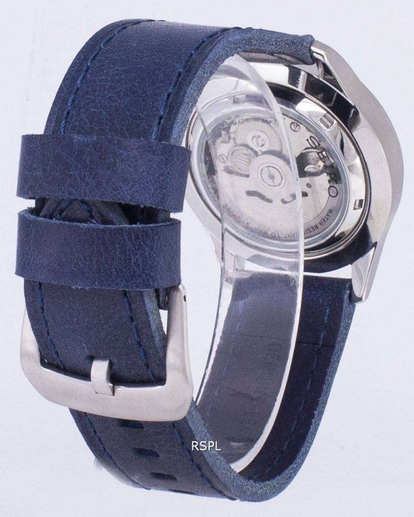 Seiko 5 Sports SNZG07J1-LS13 Military Japan Made Dark Blue Leather Strap Men's Watch