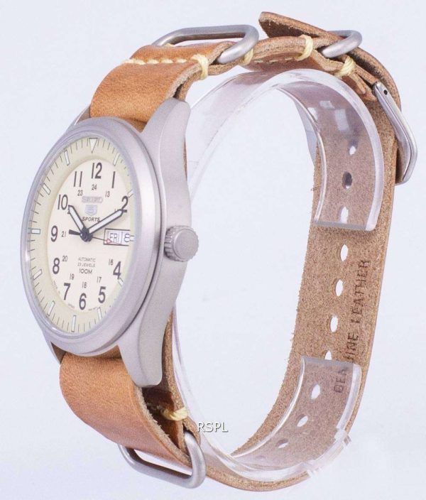 Seiko 5 Sports SNZG07J1-LS18 Military Japan Made Brown Leather Strap Men's Watch