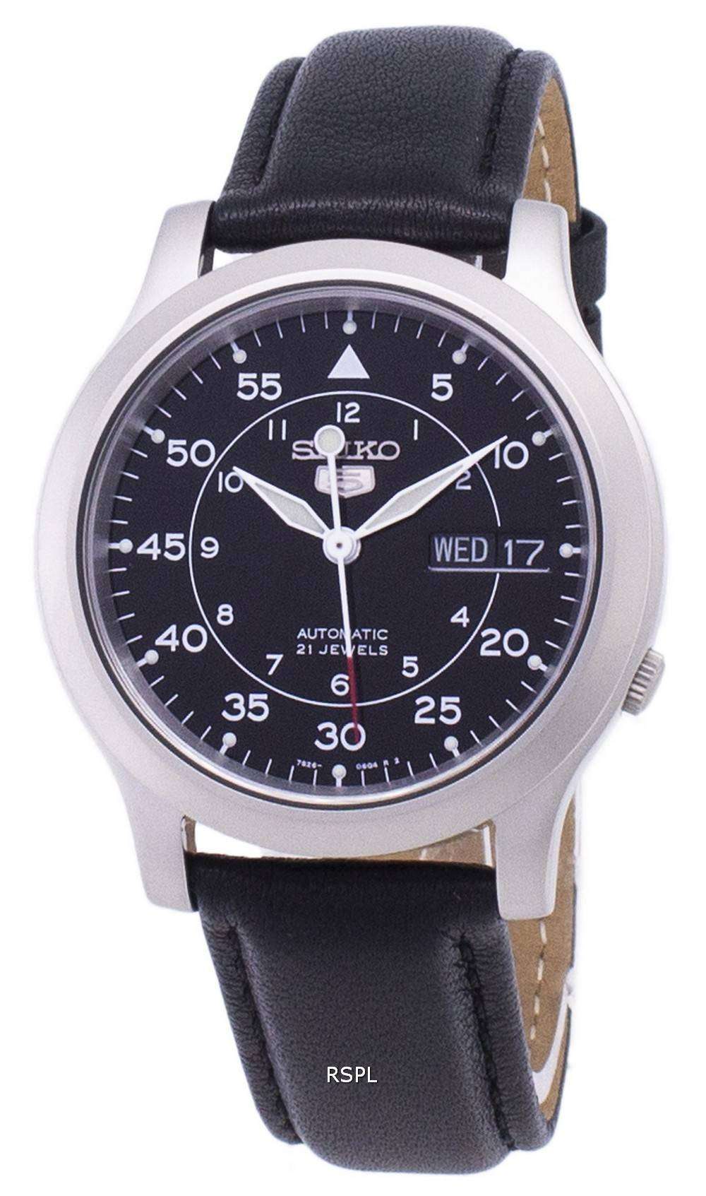 Seiko 5 Military SNK809K2-SS3 Automatic Black Leather Strap Men's Watch -  