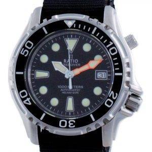 Ratio Free Diver Helium Safe Nylon Automatic Diver's 1066KE20-33VA-BLK-var-NATO4 1000M Men's Watch