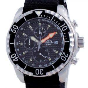 Ratio Free Diver Chronograph Nylon Quartz Diver's 48HA90-17-CHR-BLK-var-NATO4 200M Men's Watch