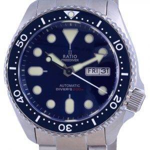 Ratio FreeDiver Blue Dial Sapphire Stainless Steel Automatic RTA102 200M Mens Watch