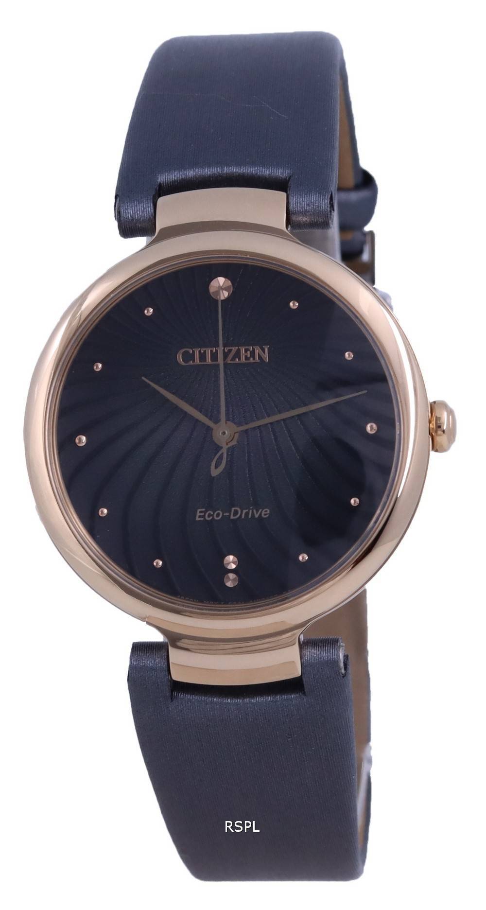 Citizen Black Dial Gold Tone Stainless Steel Eco-Drive EM0853-14H Womens Watch