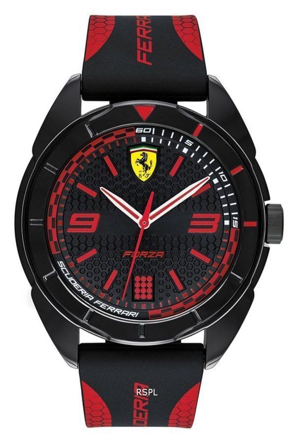 Ferrari Scuderia Forza Black Dial Silicon Band Quartz 0830515 Mens Watch