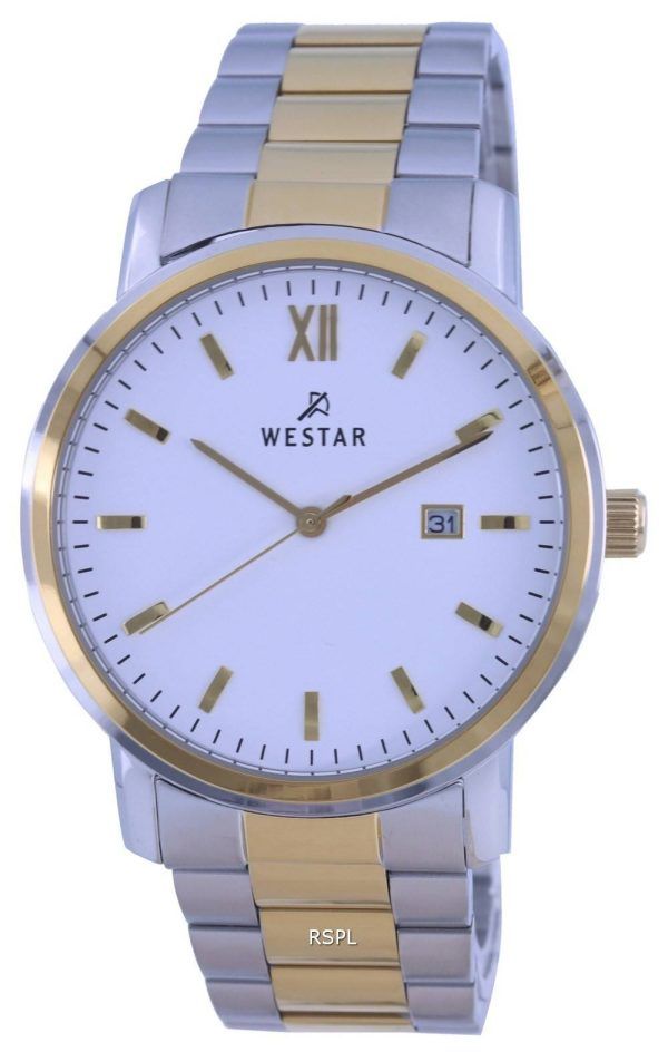 Westar White Dial Two Tone Stainless Steel Quartz 50245 CBN 101 Mens Watch