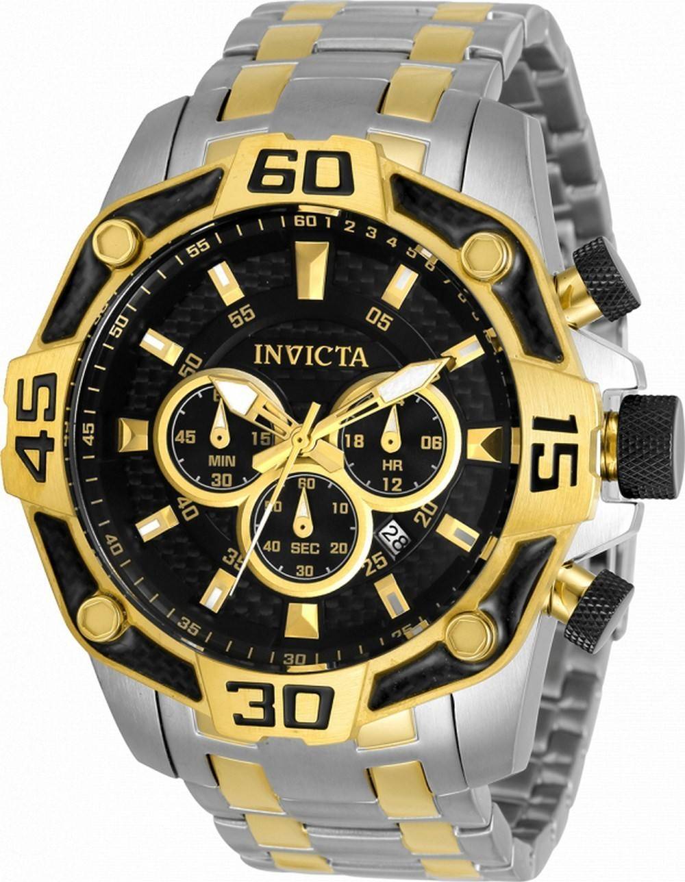 Invicta Pro Diver Chronograph Two Tone Stainless Steel Quartz 33853 100M Mens Watch