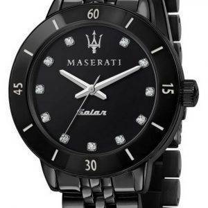 Maserati Successo Crystal Accents Black Dial Solar R8853145501 Womens Watch