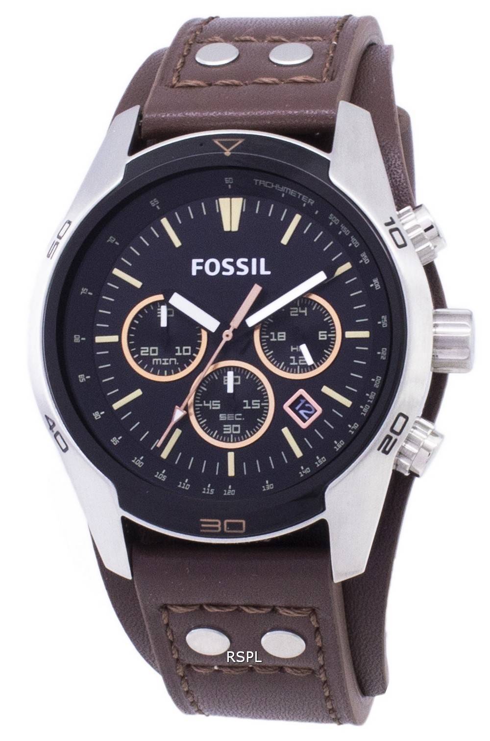 Fossil Coachman Chronograph Black Dial Brown Leather CH2891 Men's Watch