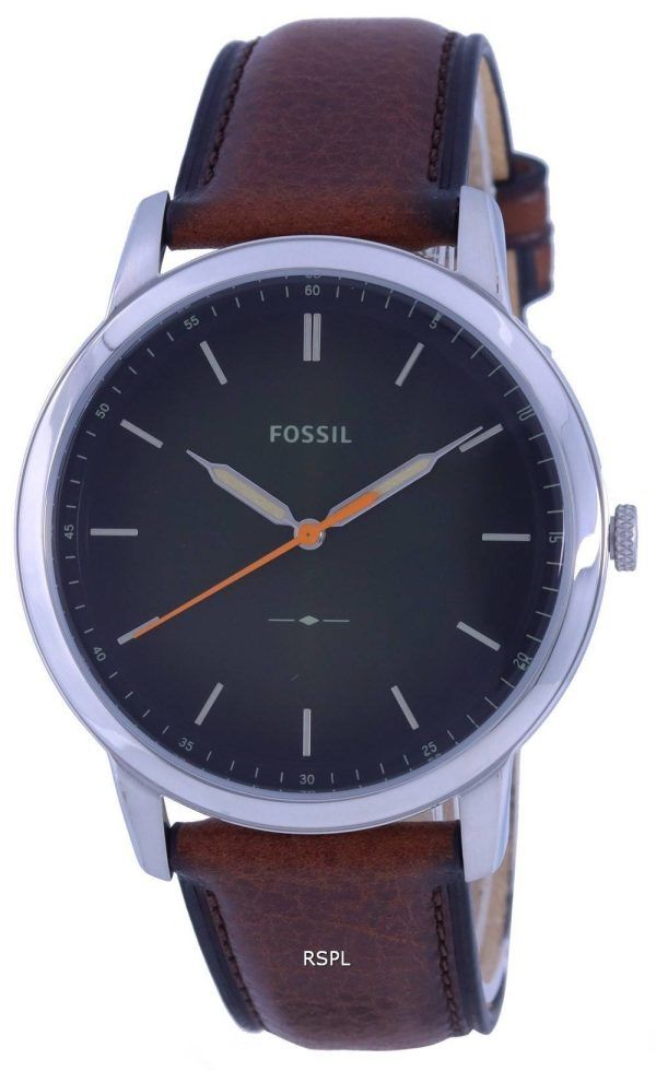 Fossil The Minimalist Green Dial Leather Strap Quartz FS5870 Men's Watch