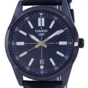 Casio Analog Black Dial Leather Strap Quartz MTP-VD02BL-1E MTPVD02BL-1 Men's Watch
