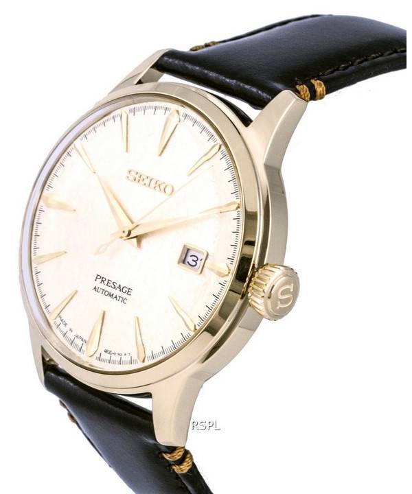 Seiko Presage Cocktail Limited Edition Leather Gold Dial Automatic SRPH78  SRPH78J1 SRPH78J Mens Watch 