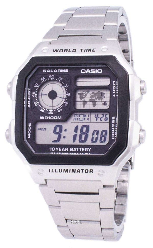 Casio Digital World Time WR100M AE-1200WHD-1AVDF AE-1200WHD-1AV Men's Watch