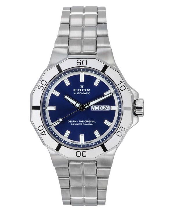 Edox Delfin The Original Day Date Blue Dial Automatic Diver's 88008 3M BUIN 200M Men's Watch